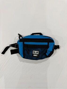 OBEY Blue and Black Waist Pack with Front Mesh Pocket